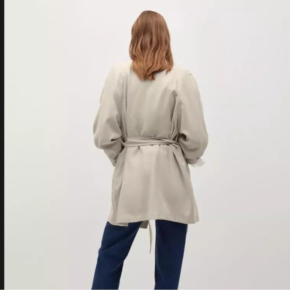 * MNG Mango Women XS  Mid Length Wrap Waterfall Coat Layering Dark Acidemia Prep - Picture 3 of 8